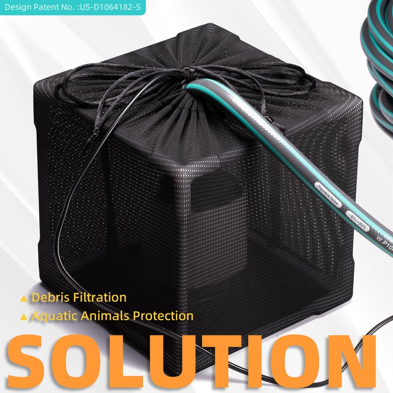 Fineday Pond Filter, Anti-Clogging Cube Outdoor Mesh Water Pump Barrier Bag Box Basket (7"" x 2 Pack) - Image 2